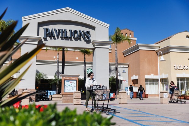 The facade of Pavilions in Carmel Valley on Thursday, March 12, 2026. (Kristian Carreon / The San Diego Union-Tribune)