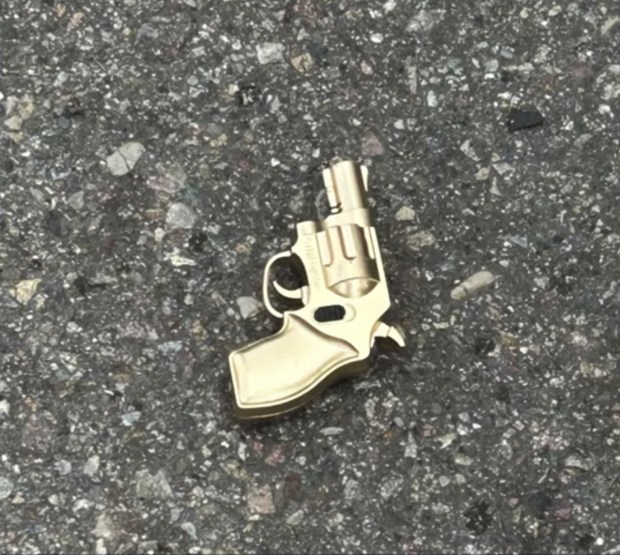 A lighter manufactured to look like a revolver that was recovered at the scene of a shooting involving Edwaun Thames, 39, and San Diego police Officer Henry Ingram Jr. in La Presa on January 22, 2026. (San Diego Police Department)