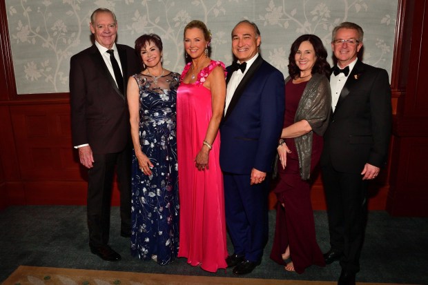 From left, Jack McGrory; Arlene Esgate, Charity Ball co-chair; Micki Olin, Charity Ball chair; Dr. Reid Abrams; Anjie Frias; Dr. Patrick Frias. CO-CEO of Rady Children's Health. (Vincent Andrunas)