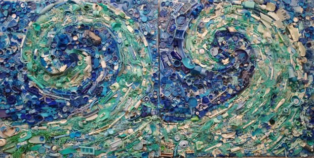 This "Sea of Debris" collage is one of many pieces showcased in "Washed Ashore: Art to Save the Sea" at the San Diego Natural History Museum. It's on display from May 22 through Feb. 28, 2027. (SDNH)
