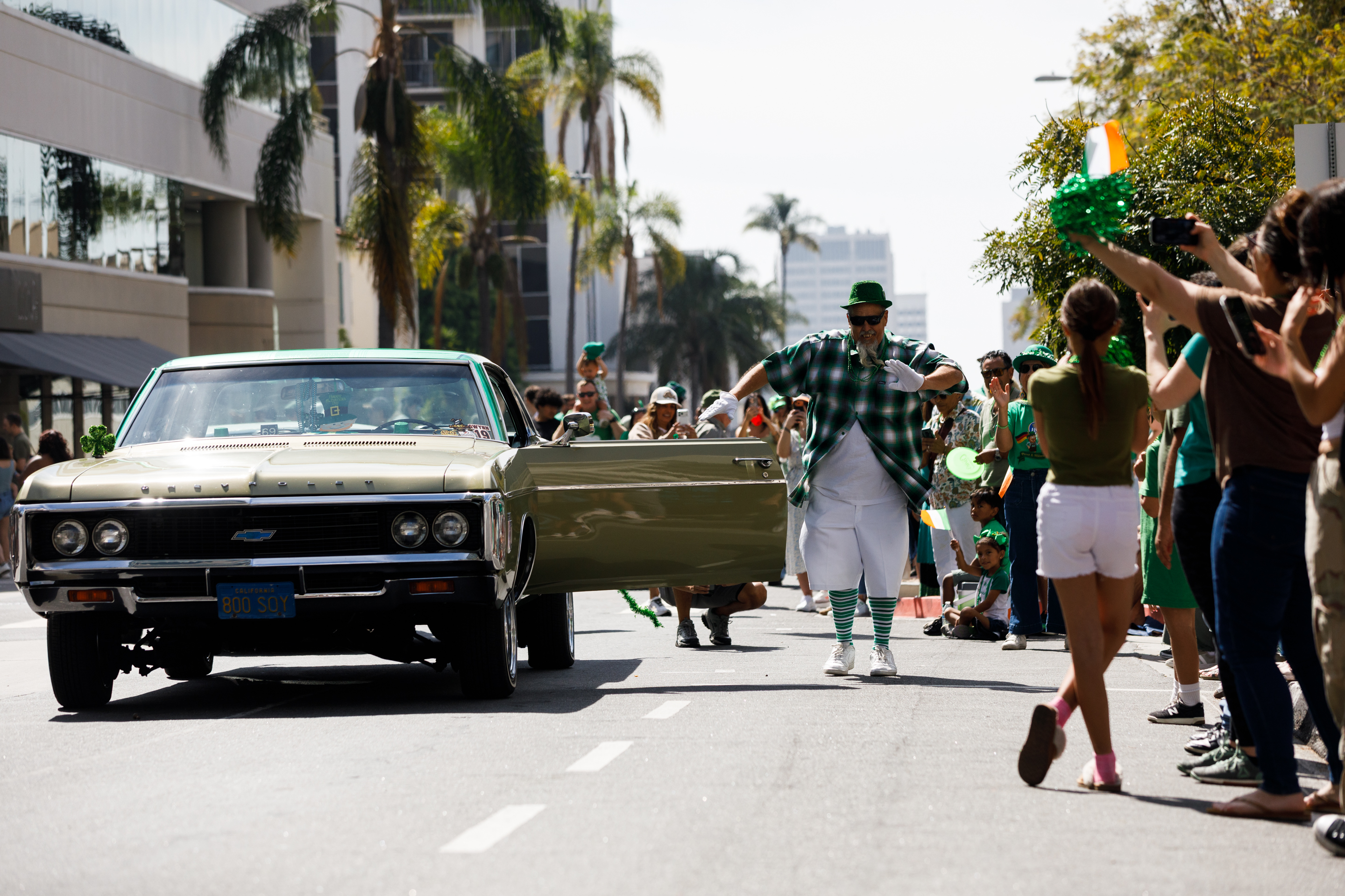 Brad Prestik pop and lock dances next to his vehicle...