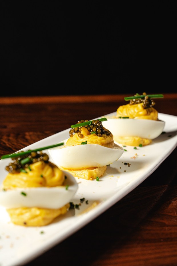 STK Steakhouse is serving several different kinds of deviled eggs for Easter, including an option topped with caviar. (STK Steakhouse)