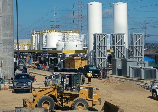 Construction continues at the North City Pure Water Facility chemical tank farm on Oct. 22, 2025, in San Diego. (K.C. Alfred / The San Diego Union-Tribune)