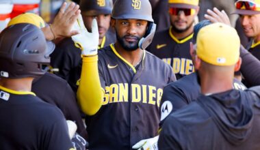 Miguel Andujar hits grand slam, Padres split against Guardians, Rangers