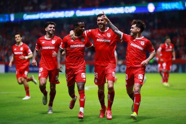 Jesus Angulo of Toluca celebrates with teammates after scoring the team's third goal during the CONCACAF Champions Cup 2026 Round of 16 Second Leg match between Deportivo Toluca and San Diego FC at Nemesio Diez Stadium on March 18, 2026 in Toluca, Mexico. (Photo by Manuel Velasquez/Getty Images)