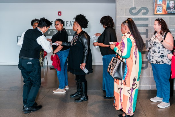 Patrons arrive to watch the “Harriet Tubman and the Underground Railroad” performance on Feb. 28, 2026 at The Sofia, home of the B Street Theatre in Sacramento, California. (Photo by Andri Tambunan)