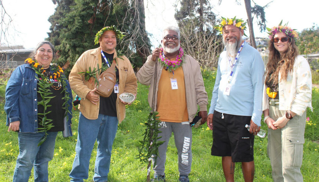 From left: Corrina Gould, Milton “Jun” Coleman Jr., Mario Benito and Cecilio Raiukiulipiy and Sophia Perez.