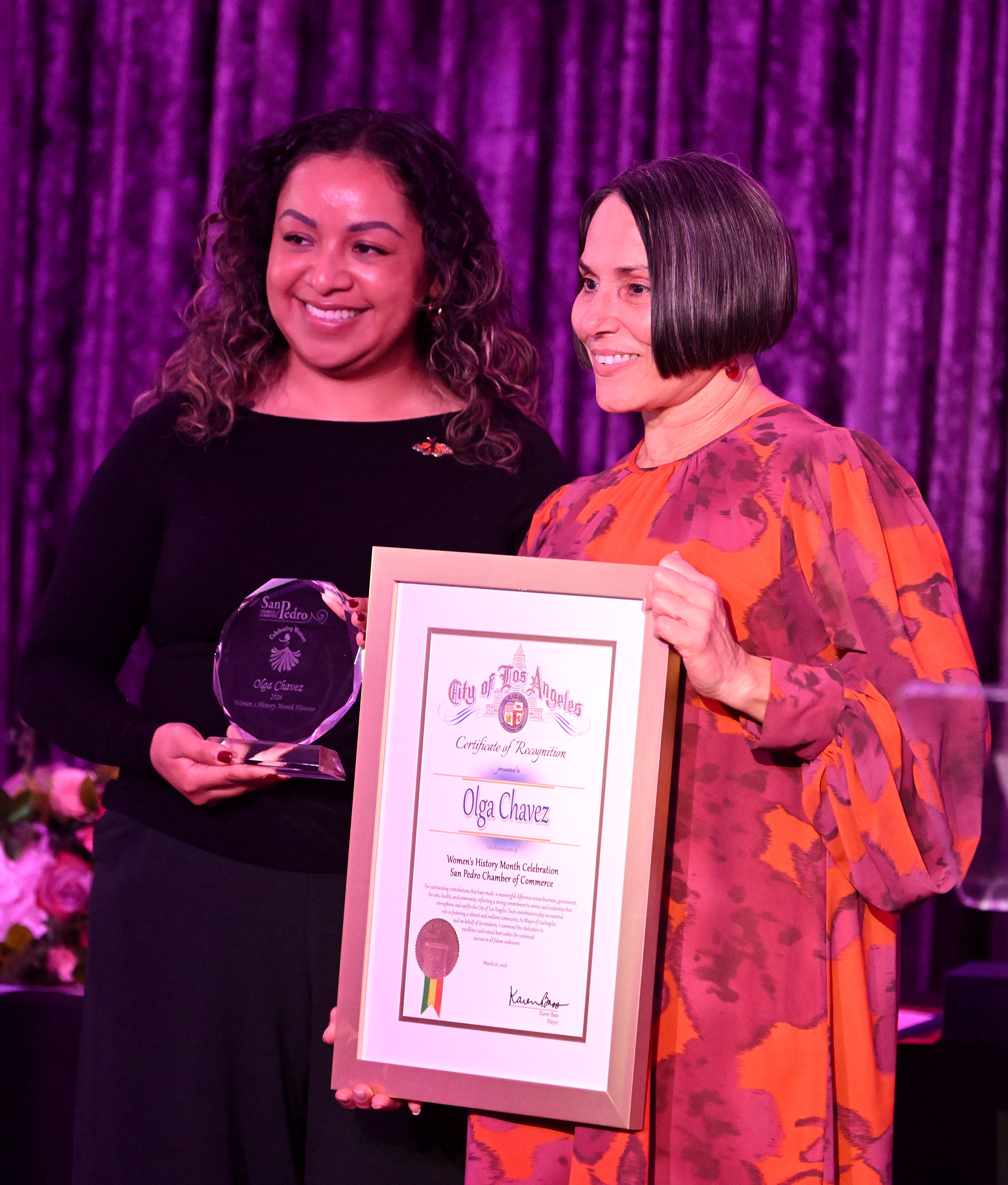 The San Pedro Chamber of Commerce honors Olga Chavez during...