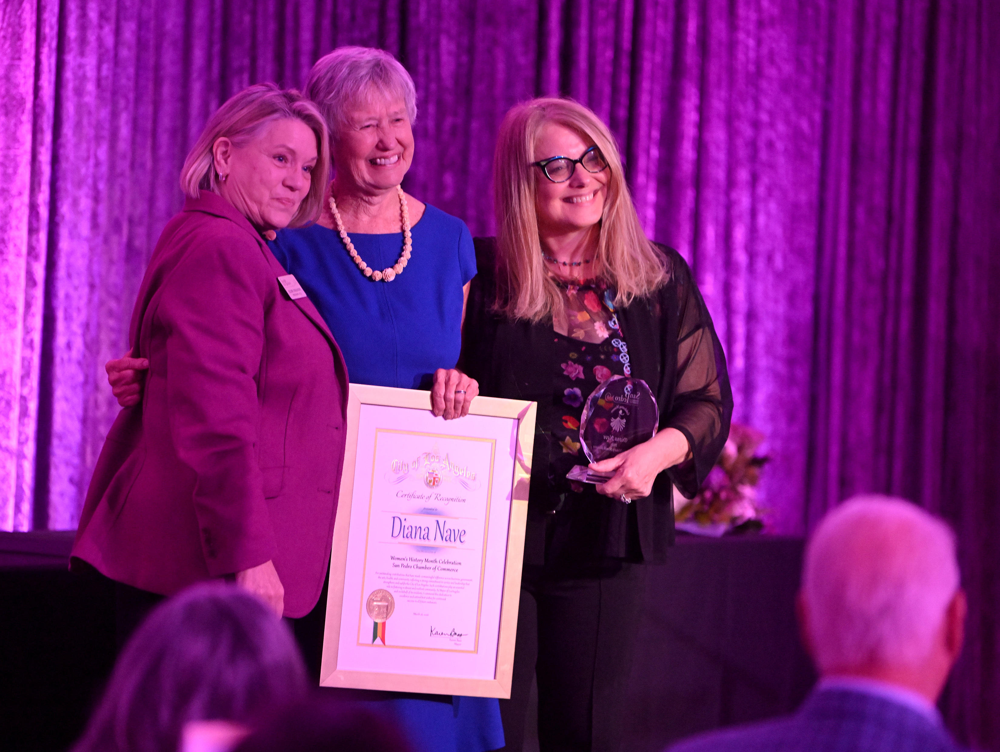 The San Pedro Chamber of Commerce honors Diana Nave during...