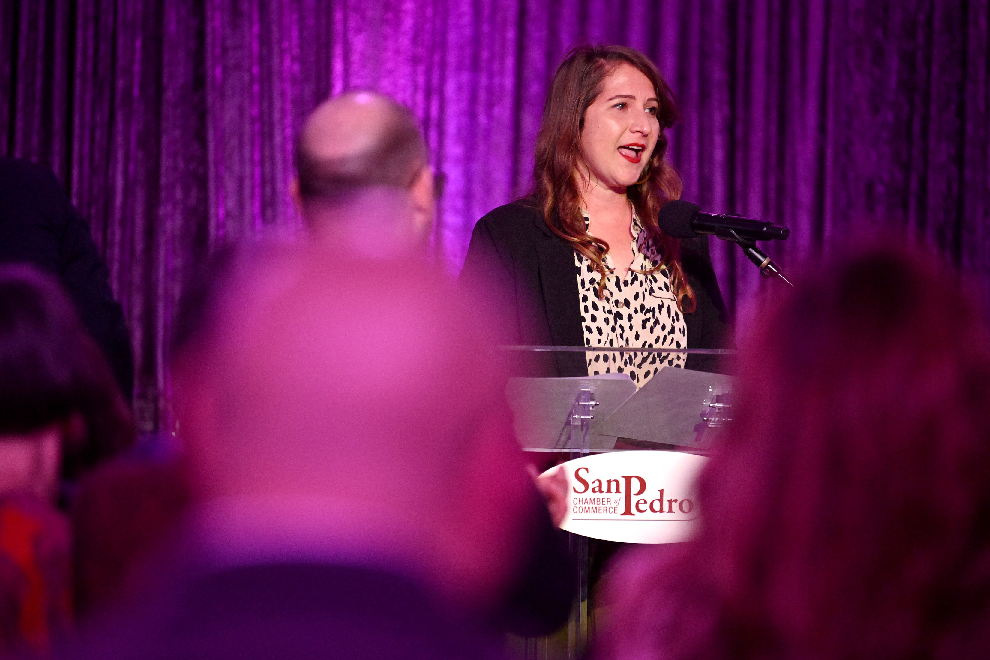 The San Pedro Chamber of Commerce honors Lindsay Sochar during...