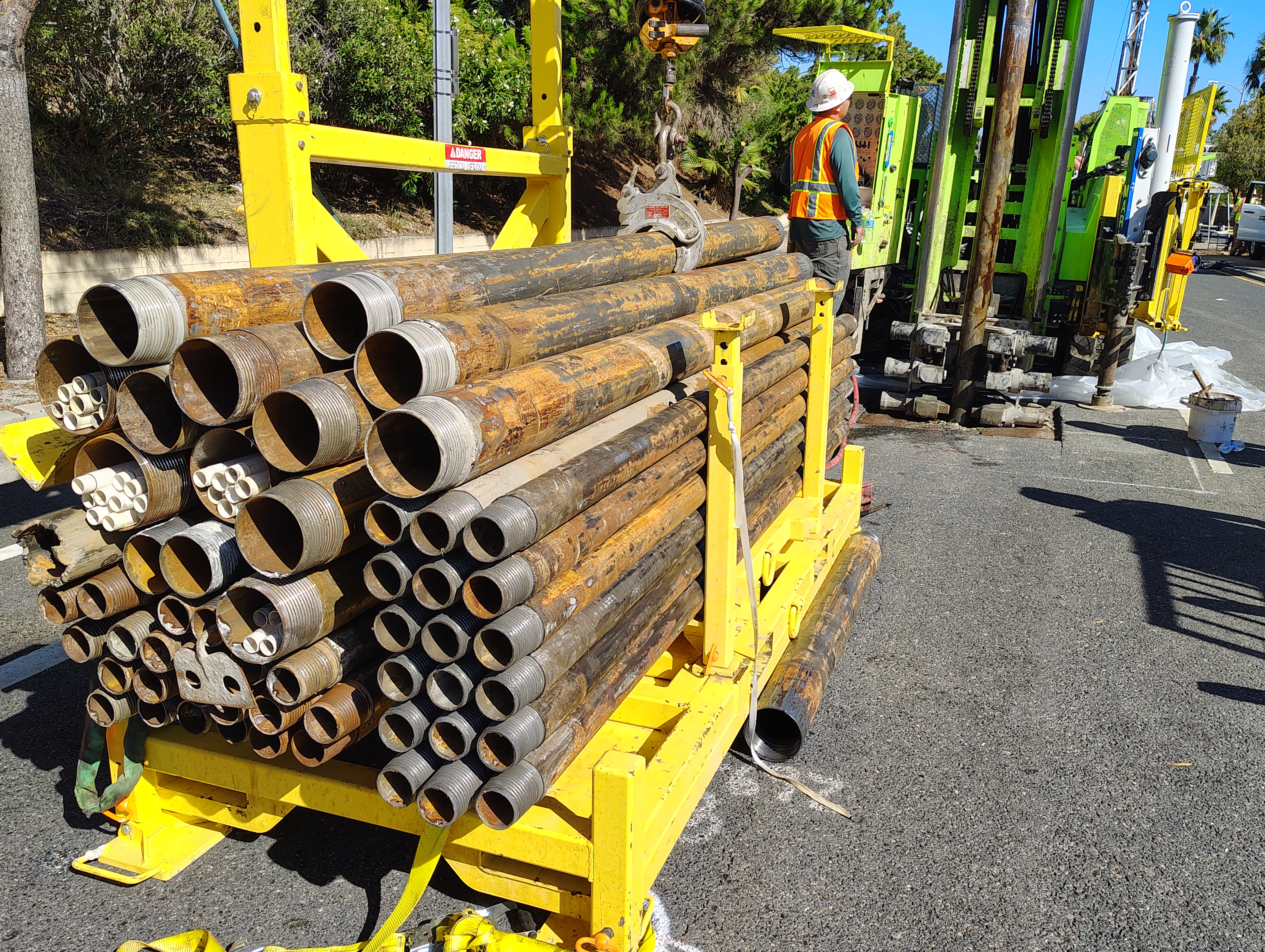 Six- and four-inch steel casings to encase underground cameras are...