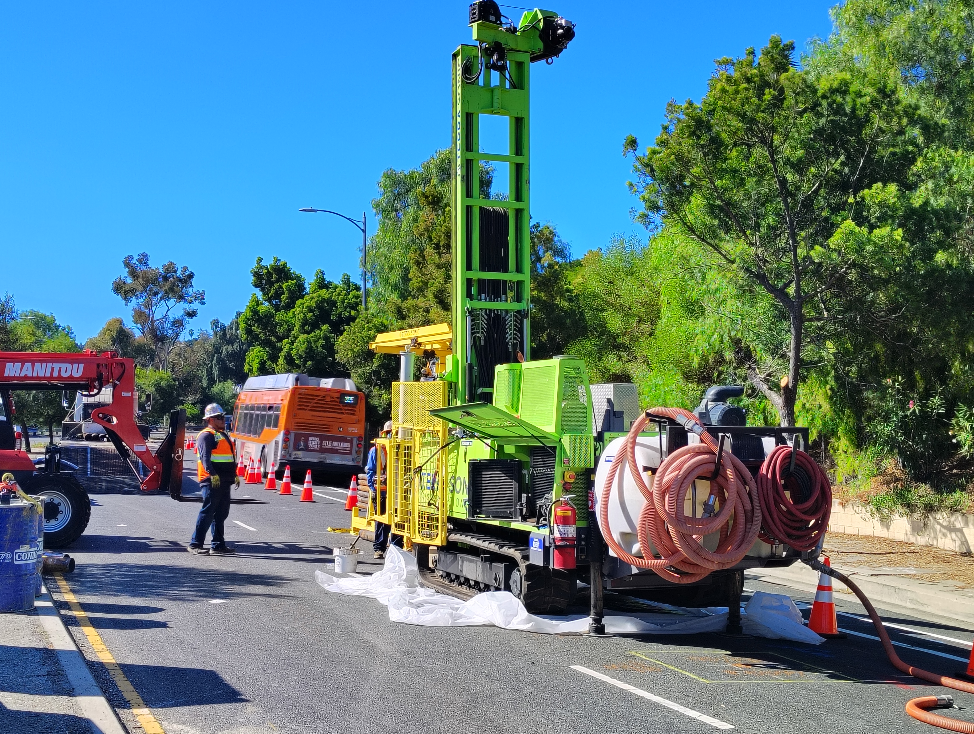 Sonic drilling rig used to explore underground tunnel breach on...