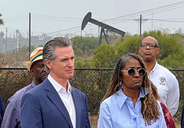 Governor Gavin Newsom on Sept. 25, 2024, signed three bills into law allowing communities to restrict oil drilling and help the state address polluting idle wells at the Kenneth Hahn State Recreation Area soccer fields. The legislation were intended to protect public health and the environment, and empower local communities to set greater protections around oil and gas activities in their neighborhoods. (Photo by Dean Musgrove, Los Angeles Daily News/SCNG)