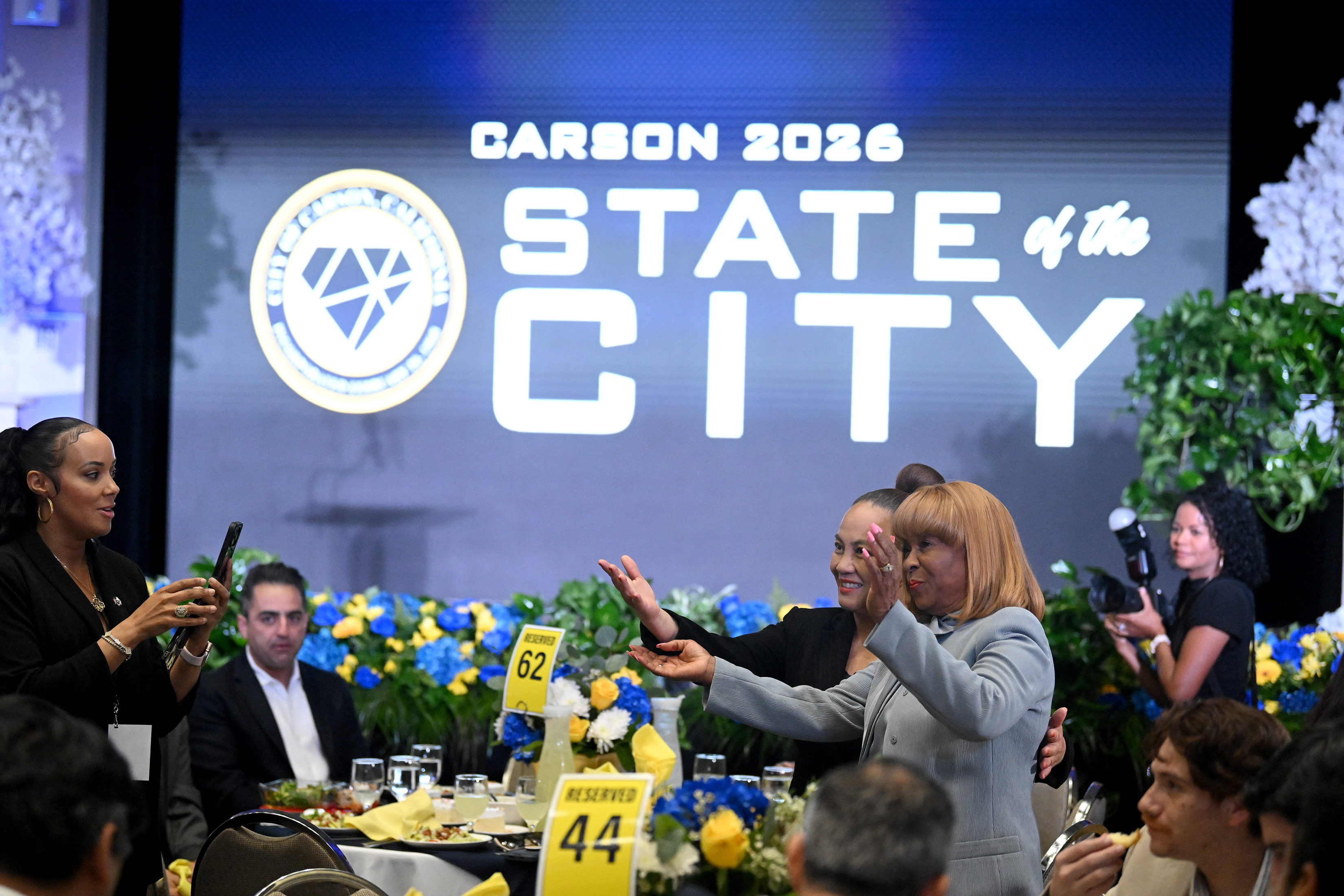 Carson Mayor Lula Davis-Holmes arrives for the annual State of...