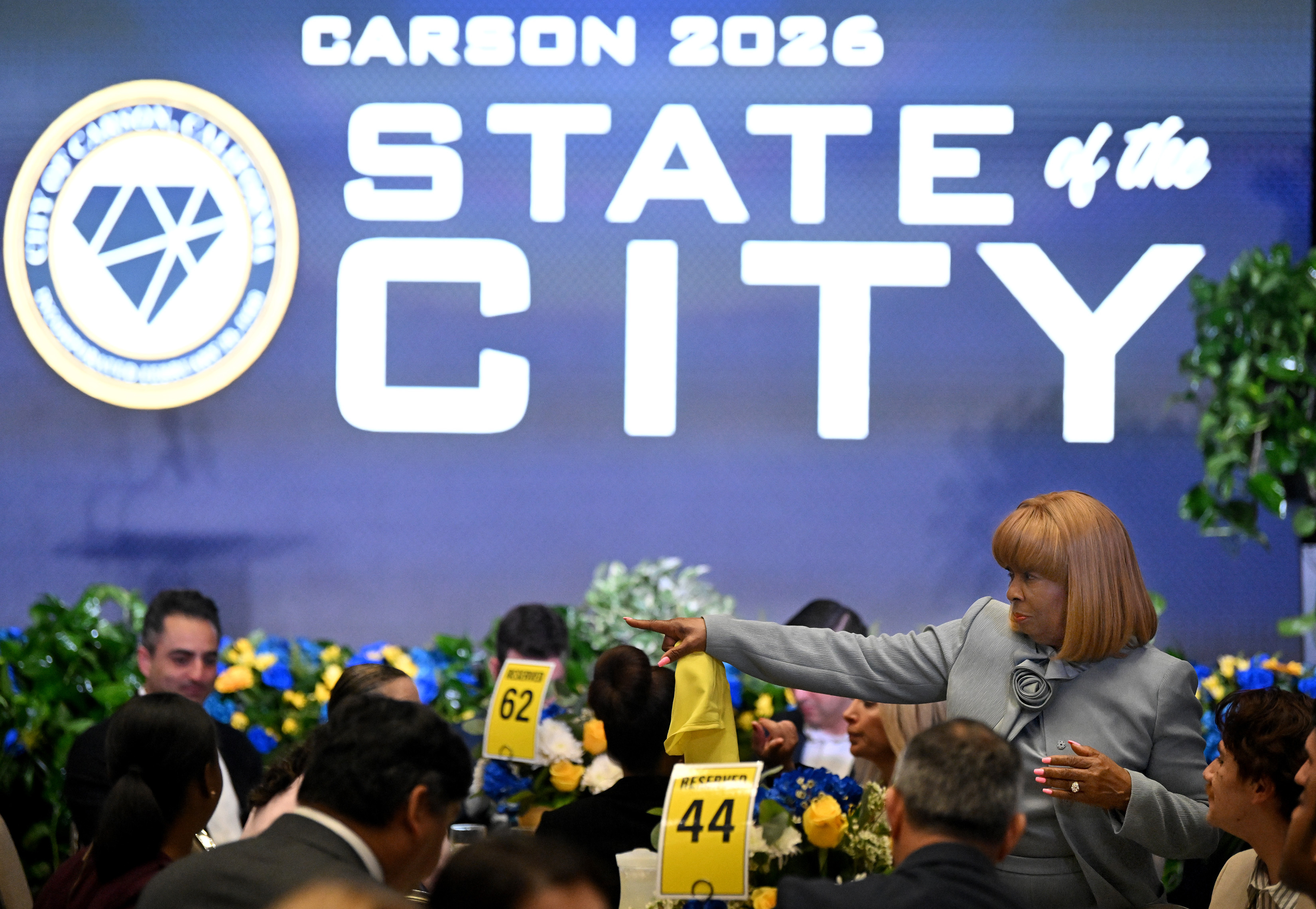 Carson Mayor Lula Davis-Holmes arrives for the annual State of...