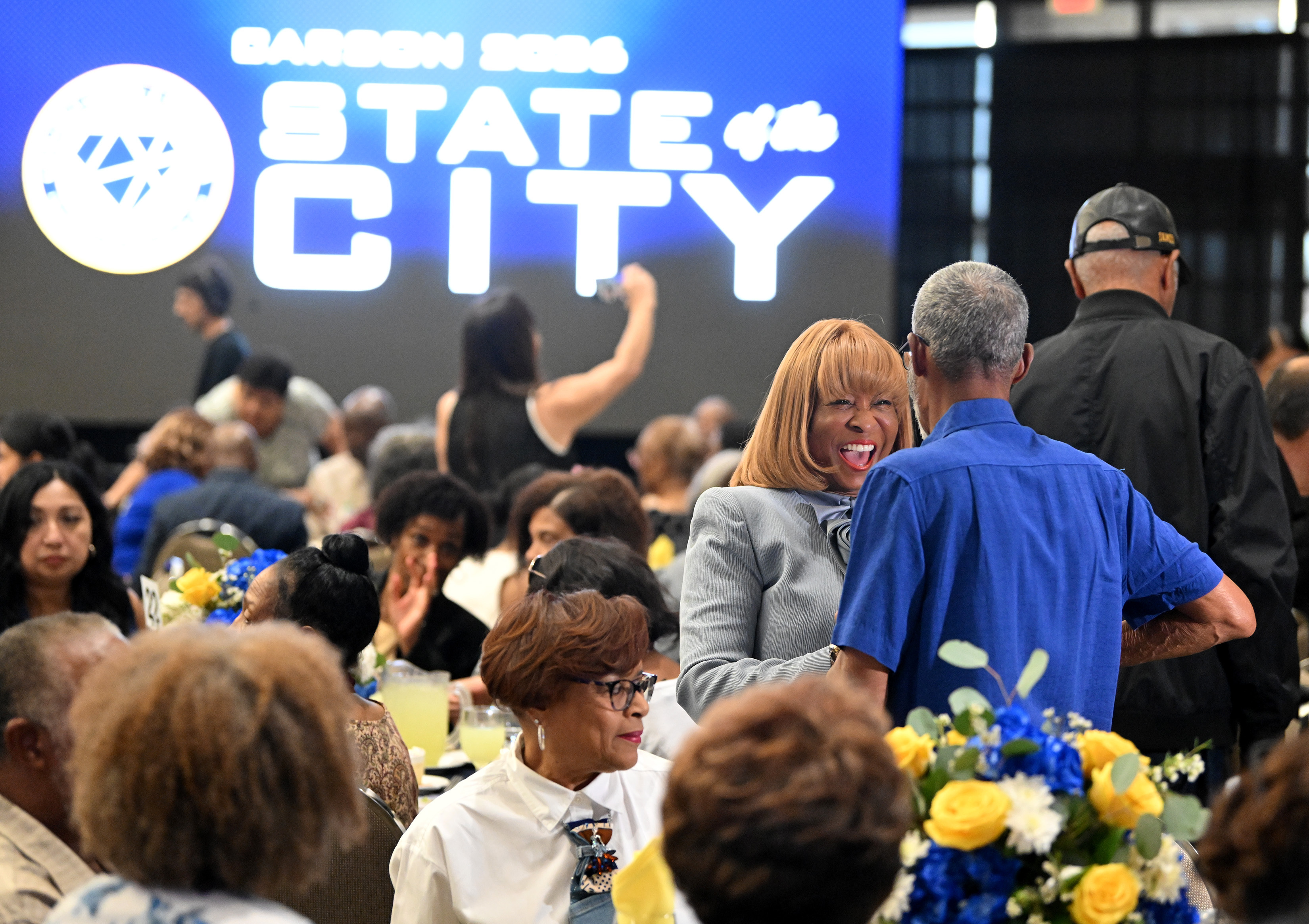 Carson Mayor Lula Davis-Holmes arrives for the annual State of...