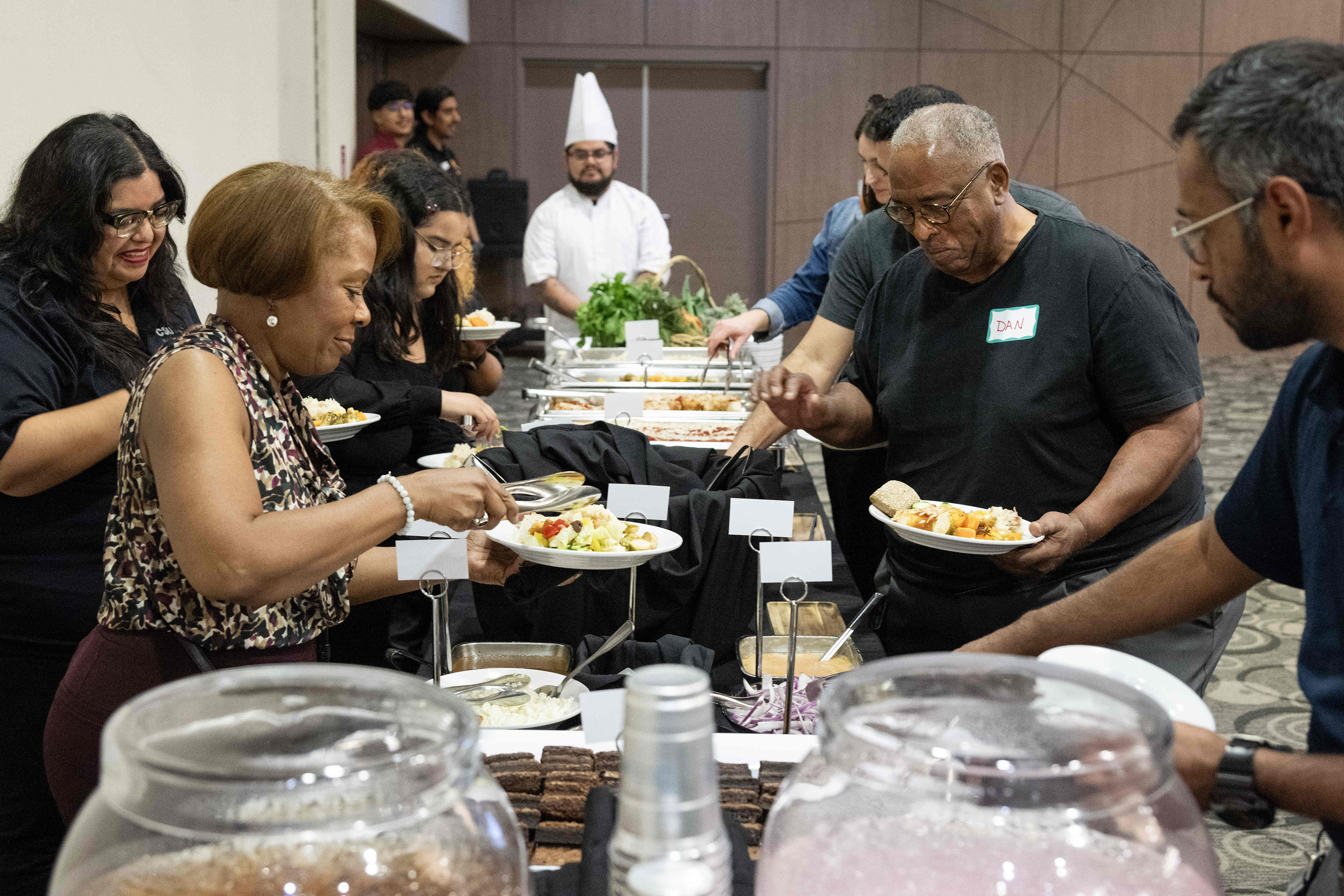 A vegetarian, low carbon emission lunch is served during a...