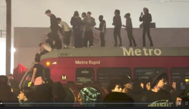 Street takeover crowd includes people climbing on top of trapped Metro bus – Daily Breeze