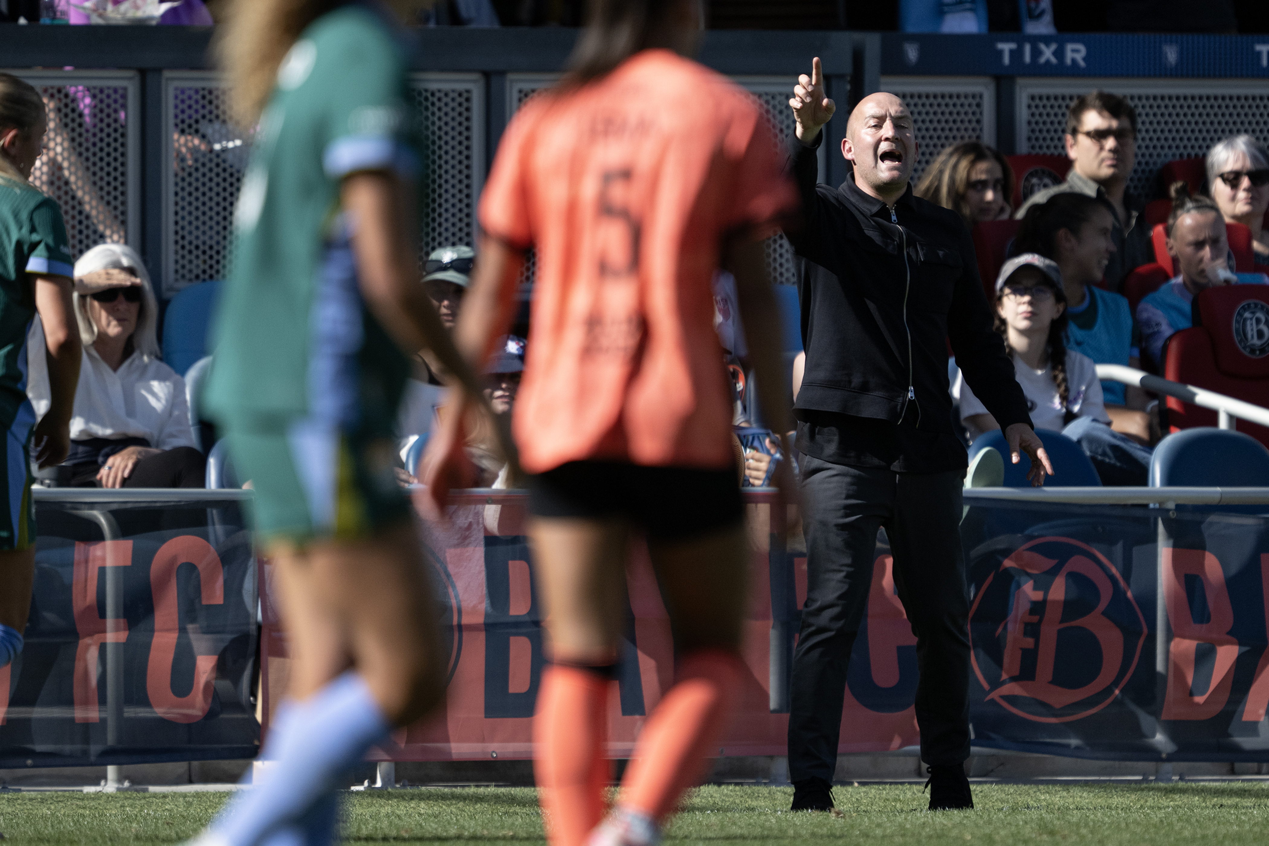 Nick Cushing of the Denver Summit FC yells to the...