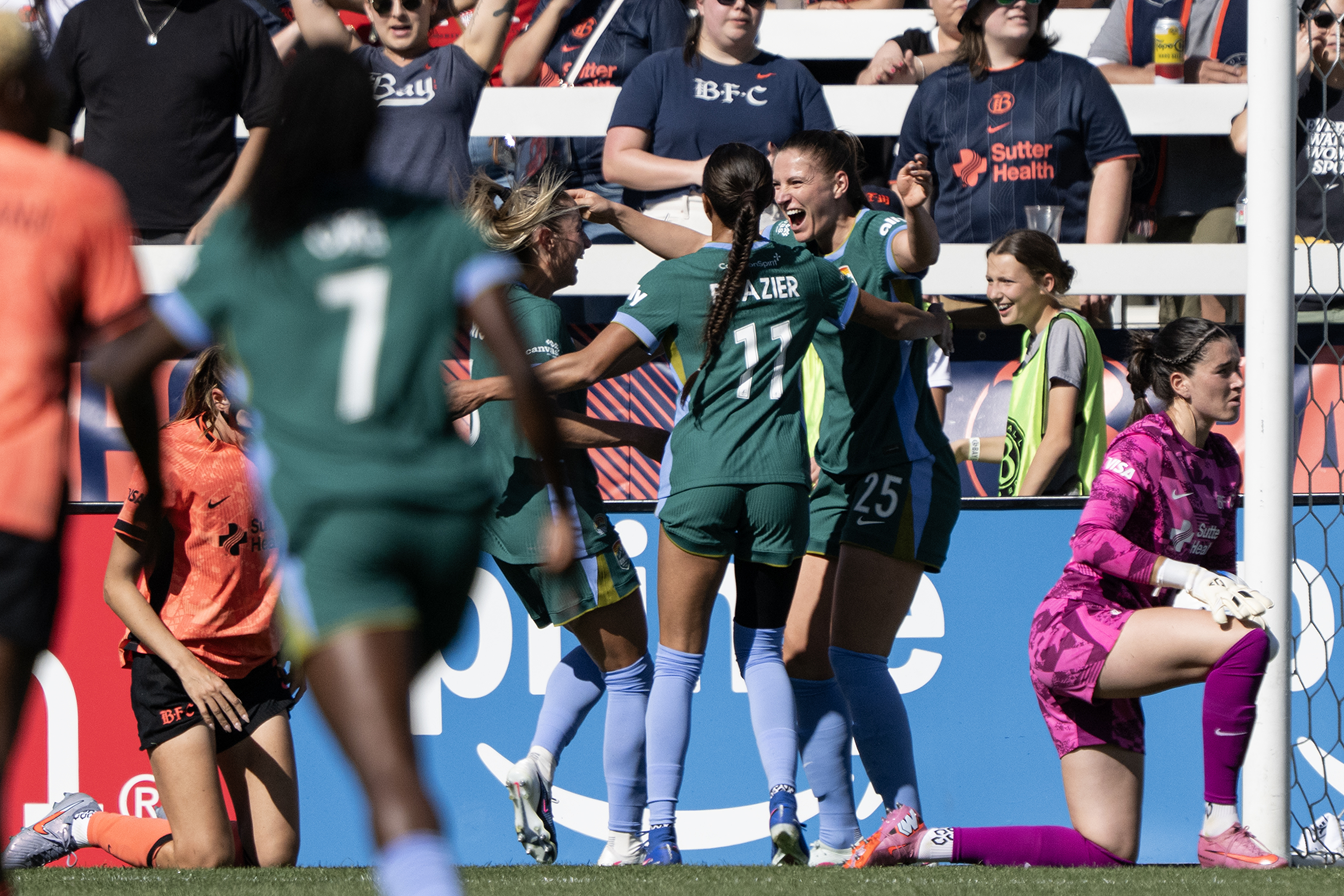 Melissa KÃ¶ssler (25) of the Denver Summit FC celebrates her...