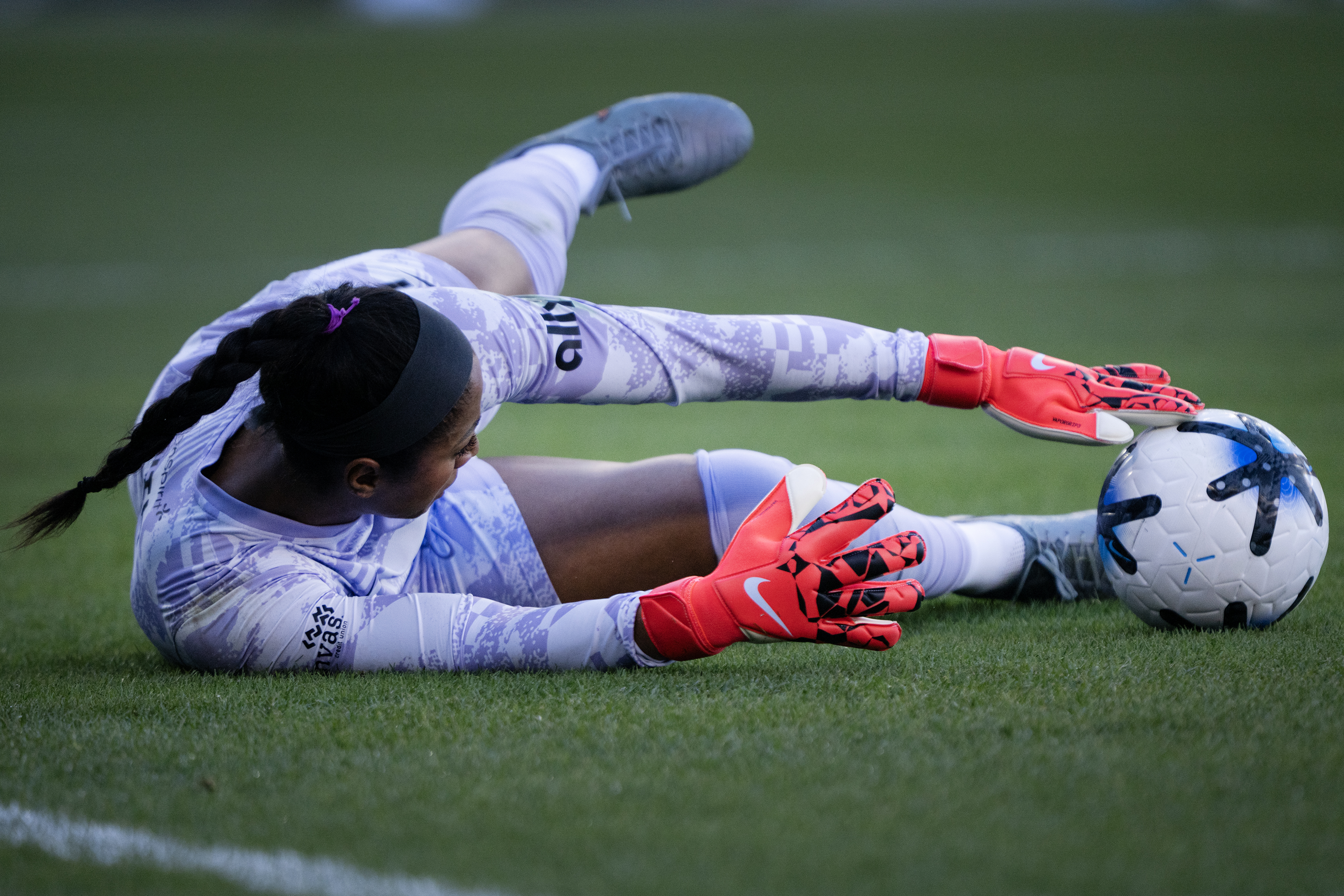 Abby Smith (1) of the Denver Summit FC saves a...