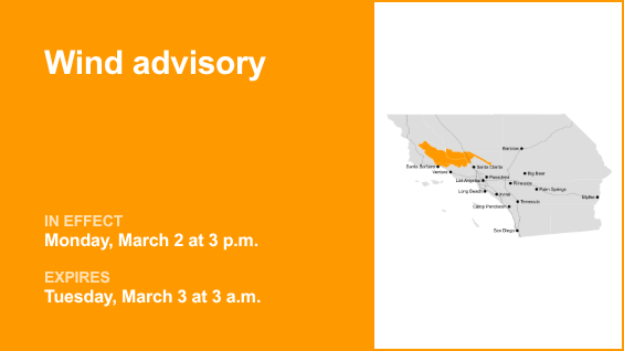Wind advisory for 5 Freeway north of LA for Monday and Tuesday – Orange County Register