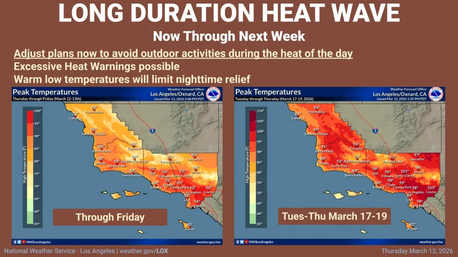 A map shows the effects of a heat wave