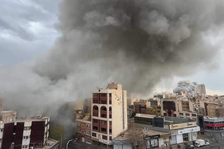 Plumes of smoke from two simultaneous strikes rise over Tehran, Iran, Monday, March 2, 2026. (AP Photo/Mohsen Ganji) Plumes of smoke from two simultaneous strikes rise over Tehran, Iran, Monday, March 2, 2026. (AP Photo/Mohsen Ganji)