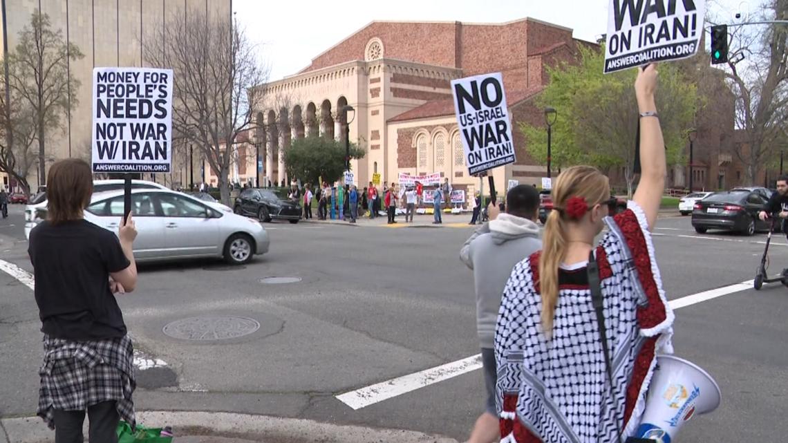 Anti-war protesters gather in Sacramento after airstrikes in Iran