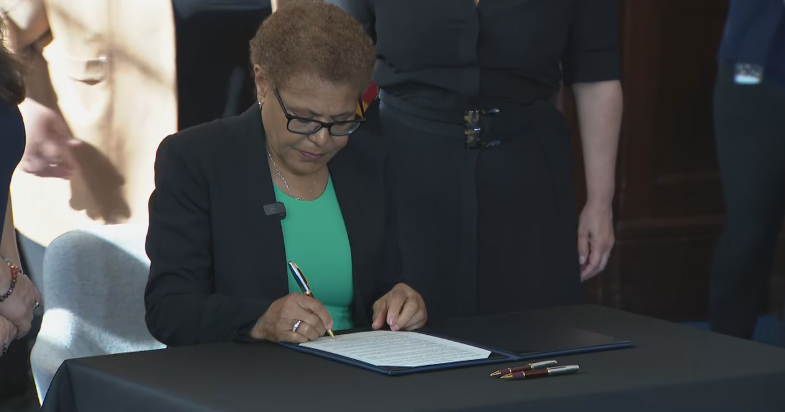 Mayor Karen Bass signs proclamation naming "Farm Workers Day" in Los Angeles following Cesar Chavez abuse allegations