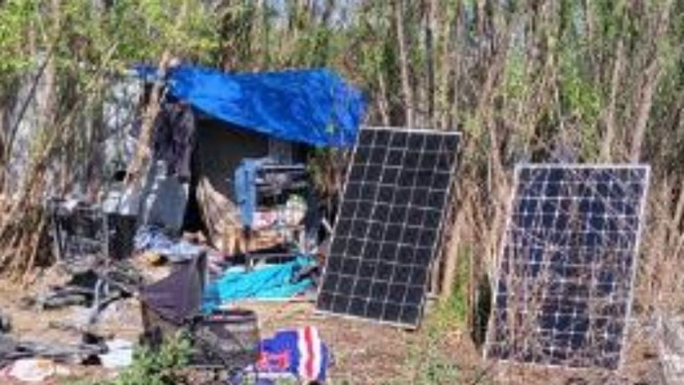 14 people were arrested, and 15 dogs were seized after a multi-agency clean-up operation targeted encampments near San Miguel Park. PHOTO: BPD