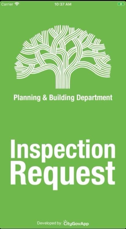 Building Scheduling App Icon that has Oakland's Tree logo and the following words: Planning and Building Department Inspection Request