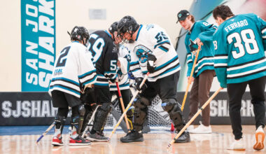 Sharks players join Special Olympics Northern California Athletes for unified floor hockey game