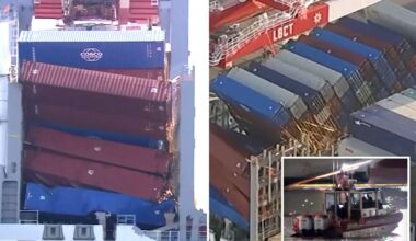 Coast Guard offloading damaged shipping containers