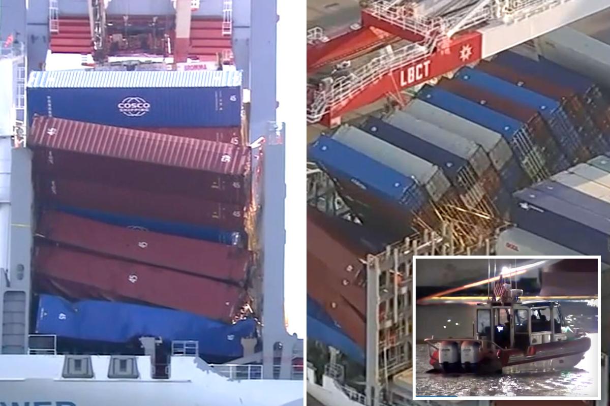 Coast Guard offloading damaged shipping containers