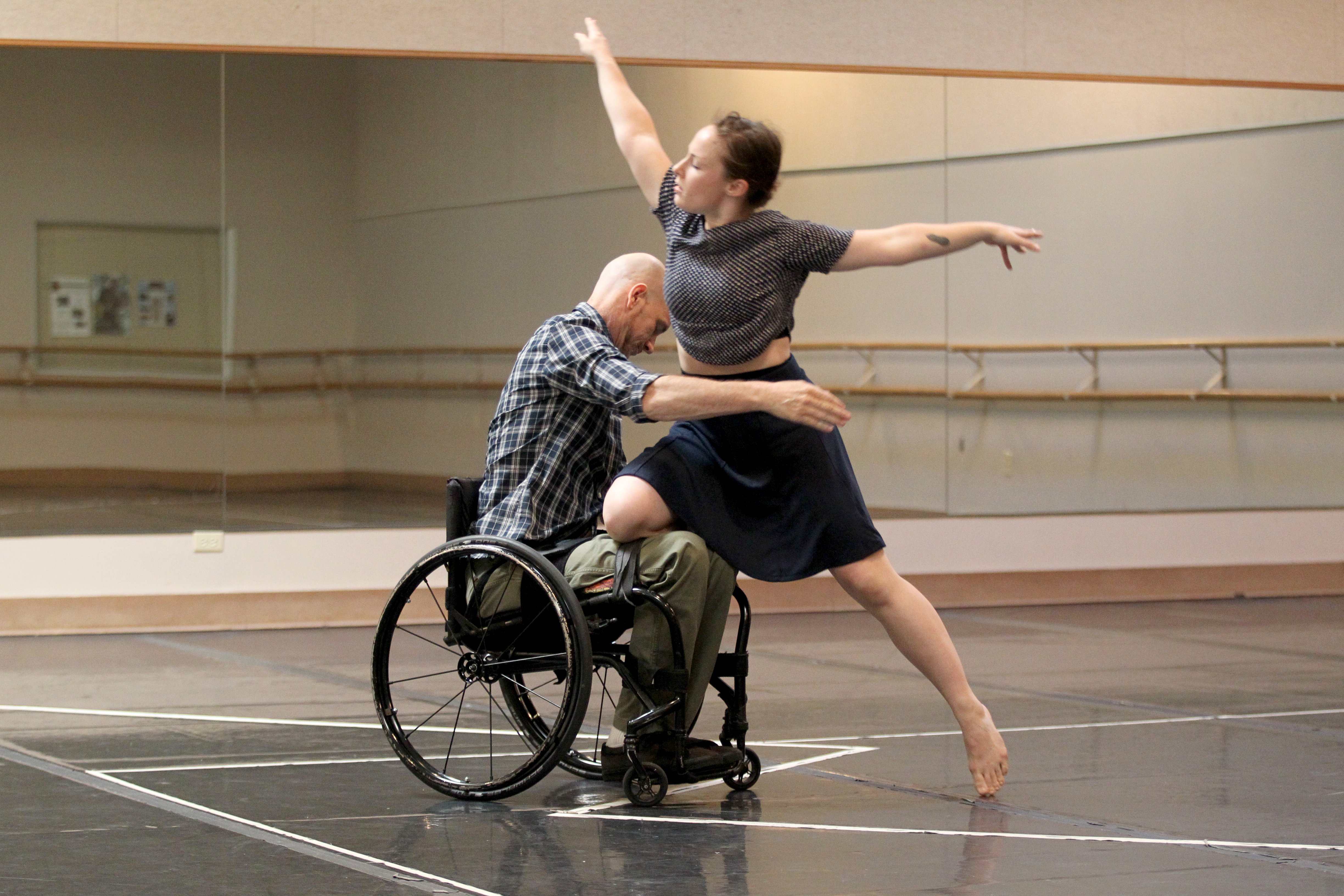 Dwayne Scheuneman, left, and Alivia Schaffer dance during a performance...