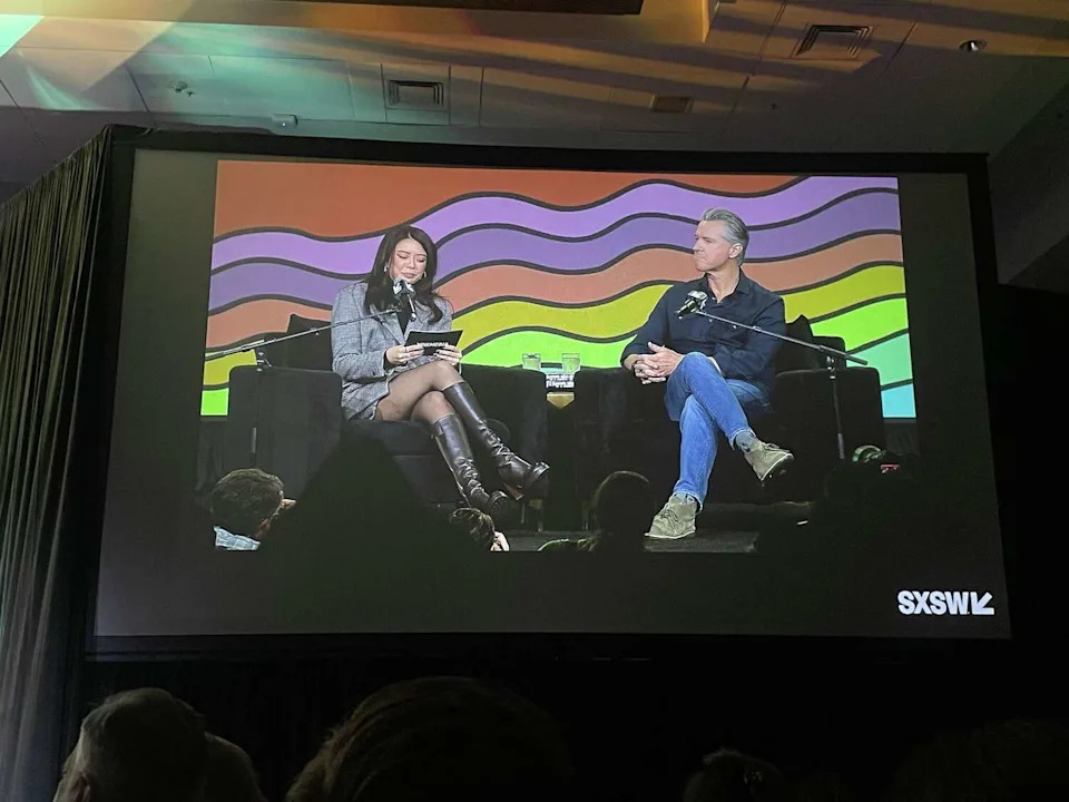 California Gov. Gavin Newsom appeared at a feature session during the 2026 South by Southwest Conference & Festivals in Austin, Texas on Sunday, March 15. (Kelsey Thompson/MySA)