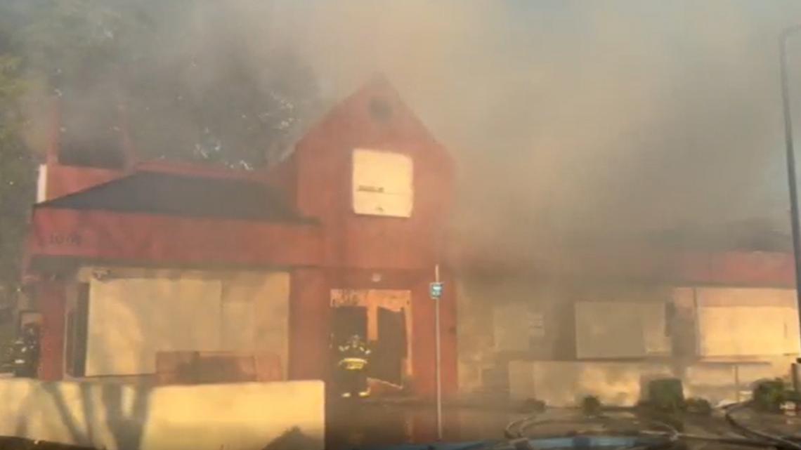 Abandoned Jack in the Box building in Sacramento catches fire