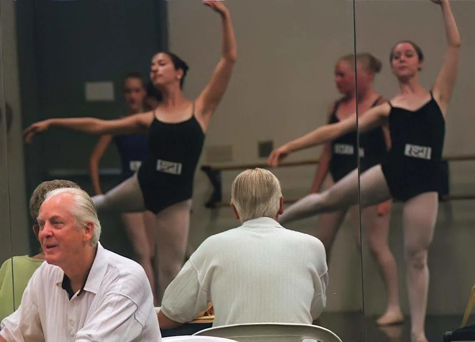 Ron Cunningham, artistic director for the Sacramento Ballet, watches dancers audition for the Nutcracker on Sept. 19, 1998.
