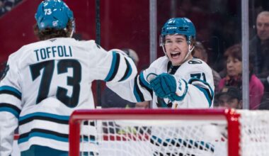 Celebrini has 2 goals, assist in Sharks win against Canadiens
