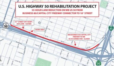 55-hour lane reduction planned on westbound Highway 50 in Sacramento this weekend