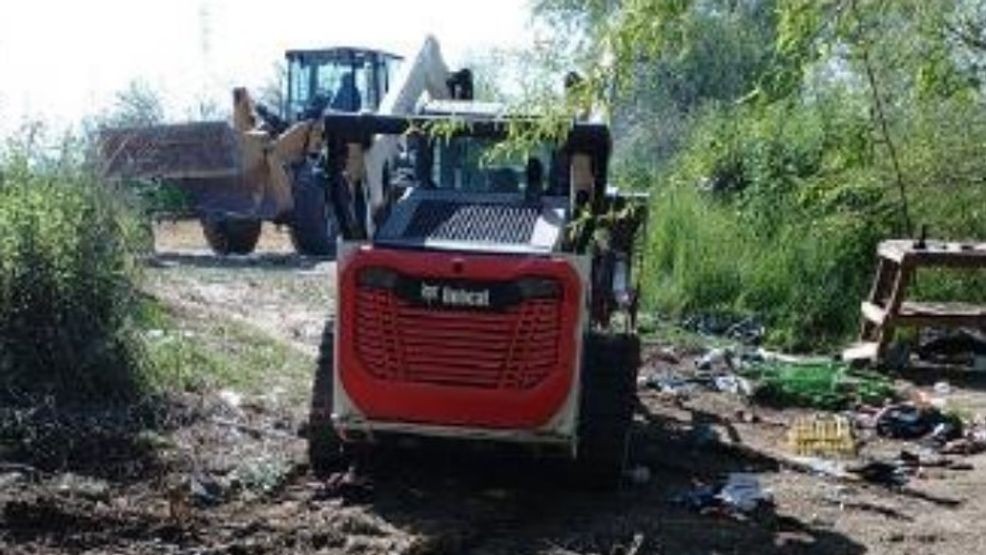 14 people were arrested, and 15 dogs were seized after a multi-agency clean-up operation targeted encampments near San Miguel Park. PHOTO: BPD