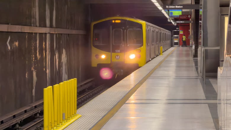 A train arriving at LA Union Station