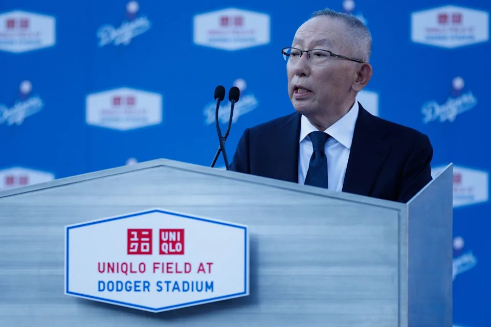 UNIQLO founder Tadashi Janai speaks during a UNIQLO partnership press conference on March 25, 2026 in Los Angeles, California.