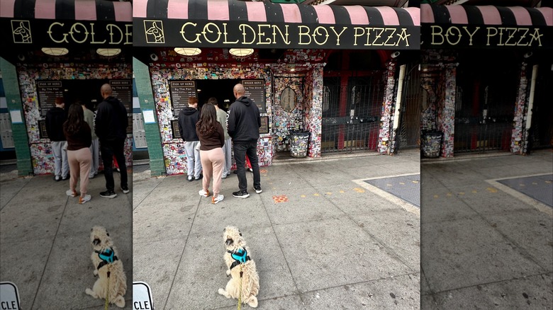 Waiting in line at Golden Boy Pizza