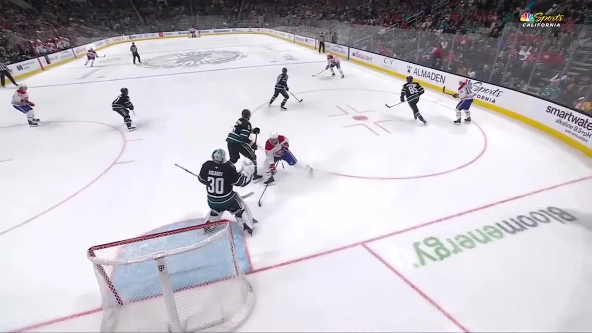 Alex Newhook with a Powerplay Goal vs. San Jose Sharks