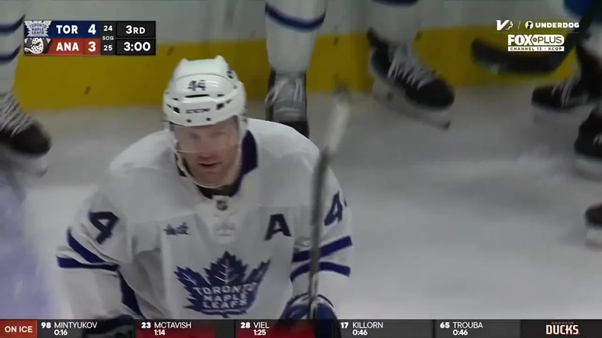 Morgan Rielly with a Goal vs. Anaheim Ducks