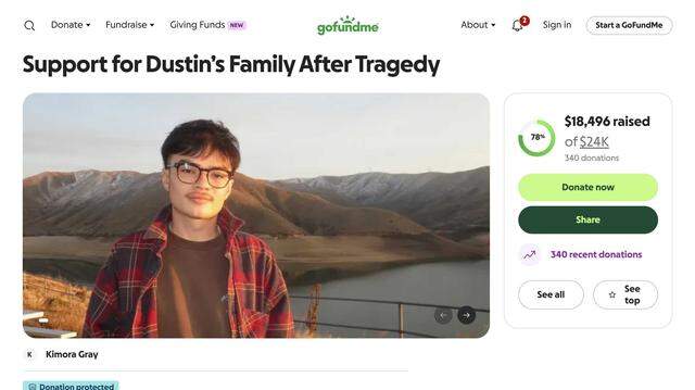 A GoFundMe campaign started Monday, March 3, 2026, shows a photo of Dustin DeWitt, 21, of Stockton, who family members say died after he was stabbed outside of Downtown Commons in Sacramento earlier in the day.