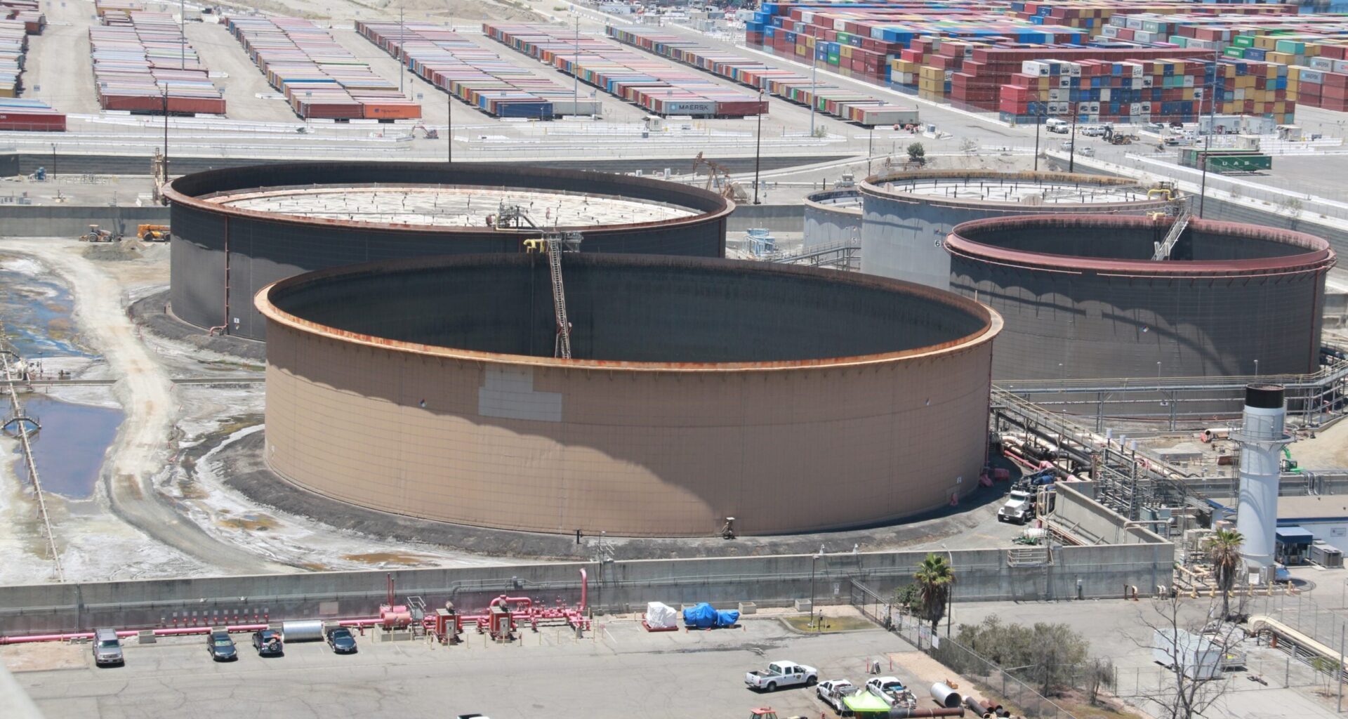 Oil storage tanks at the Port of Long Beach.