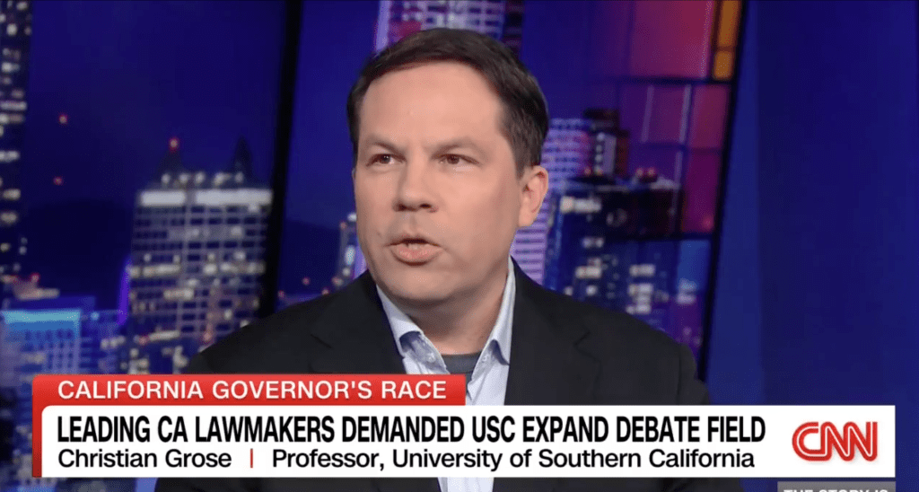 Christian Grose on CNN discussing the California Governor's Race.